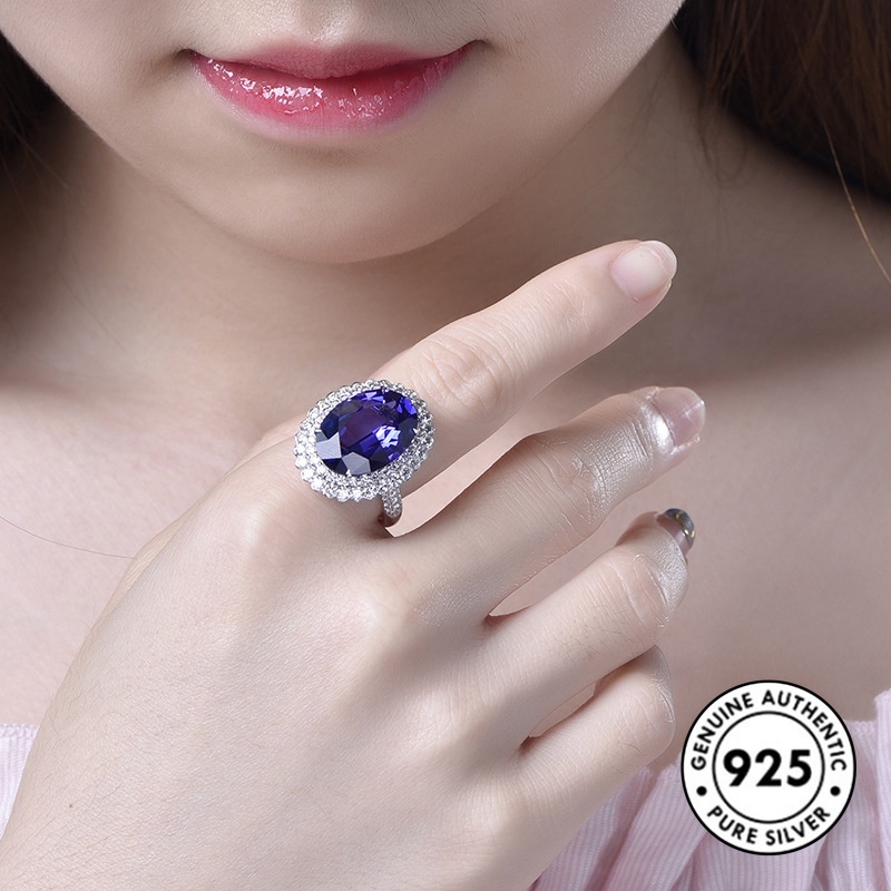 Cincin Sterling Silver 925 Model Terbuka Dengan Permata Warna-Warni Untuk Wanita