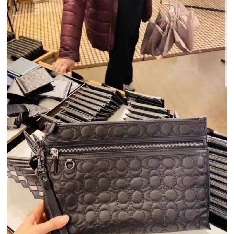 Coach Carryall Pouch in Embossed Signature Canvas - Original 100%