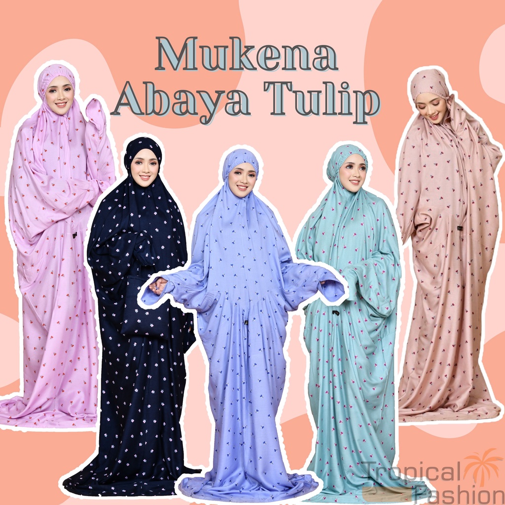 Mukena Bali Abaya Motif Tulip Bahan Rayon Janger Untuk Remaja Dan Dewasa Termurah Kekinian