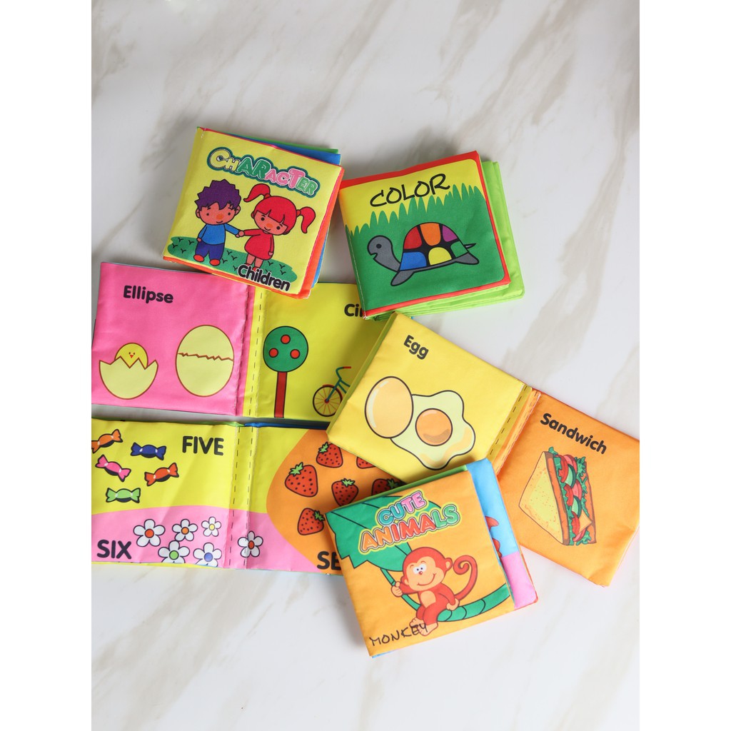 SOFT BOOK Mainan Sensori Bayi Bunyi Warna Tekstur teether Mainan Gigitan buku bantal chn