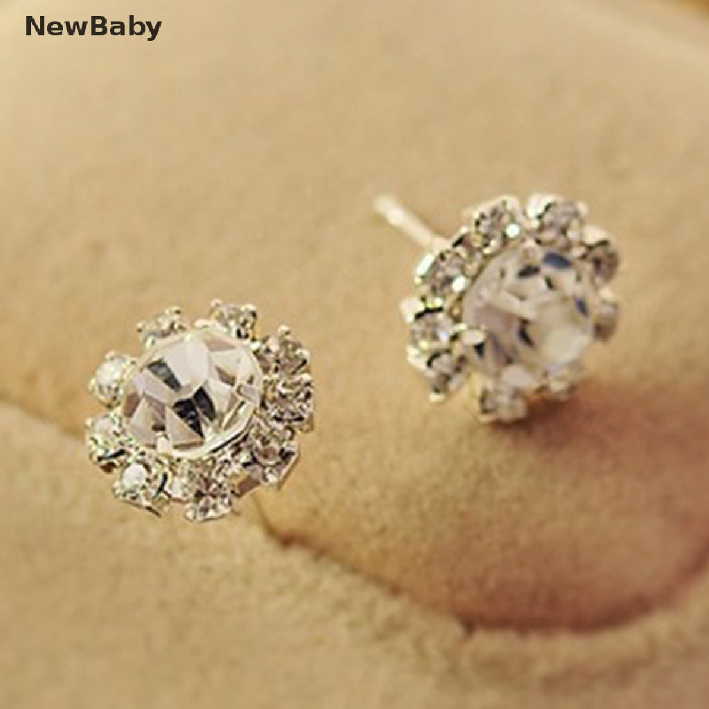 Anting Stud Kristal Bentuk Bunga Untuk Wanita