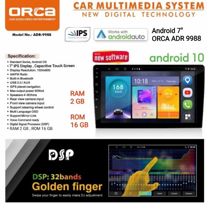 Head Unit 7 Inch Android Orca Adr 9988 New Standard Car Play