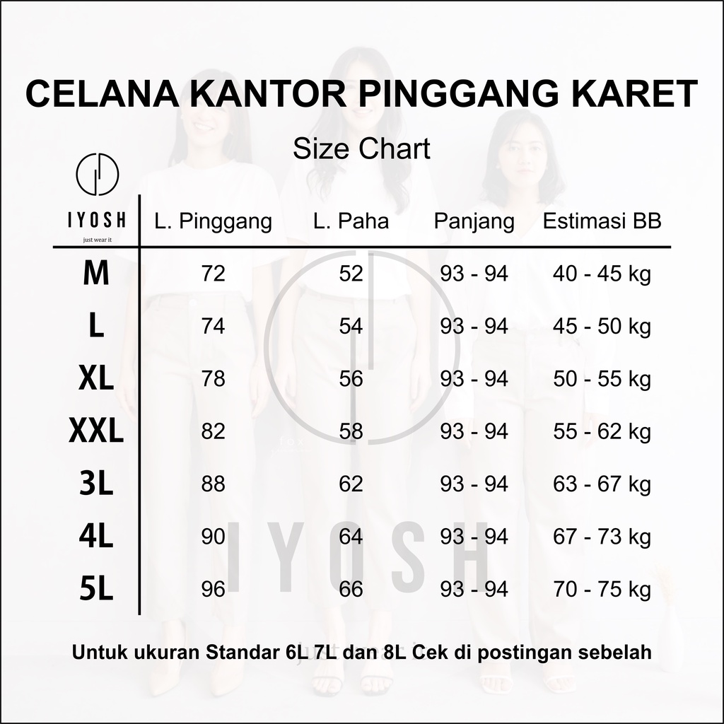 CELANA KERJA WANITA PINGGANG KARET M-5L BB 45 - 75 KG CELANA KANTOR WANITA HIGWAIST