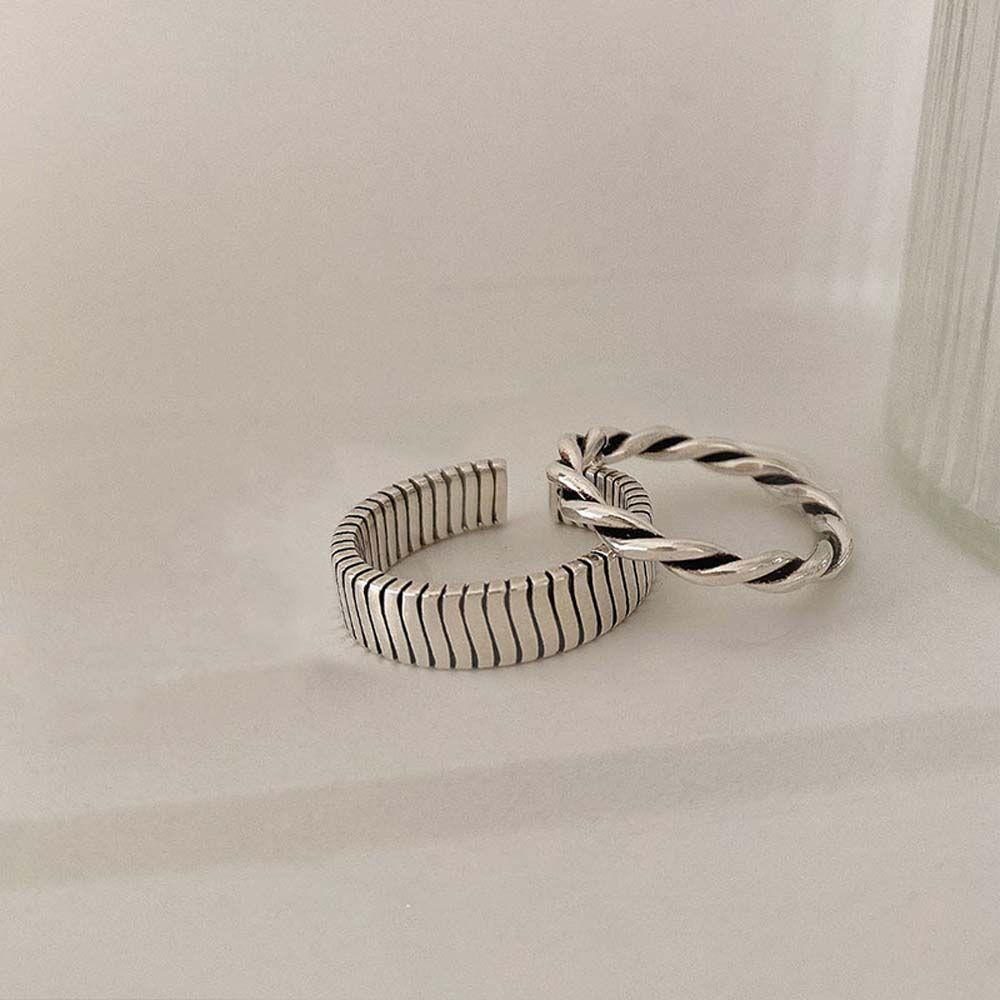 Mxbeauty Wanita Terbuka Cincin Keren Temperamen Memutar Untuk Gadis Punk Warna Silver Hadiah Pesta Perhiasan Jari