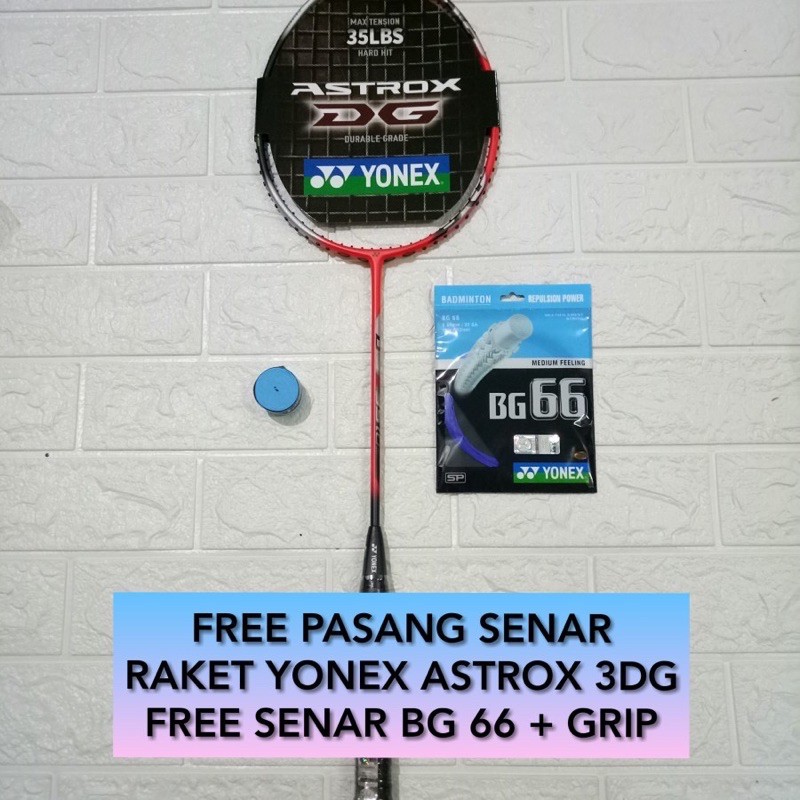 Raket Badminton YONEX ASTROX 3DG 3 DG +pasang senar YONEX BG66 original