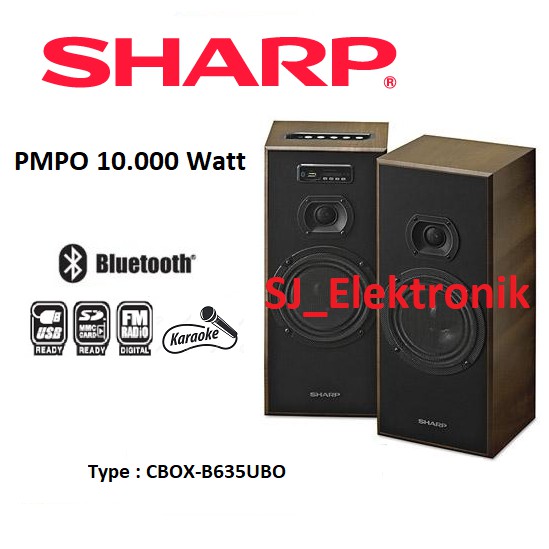 Speaker Aktif SHARP CBOX-B635UBO Bluetooth USB SD FM Radio XBASS