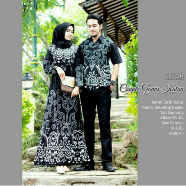 COUPLE BATIK KATUN GAMIS DAN KEMEJA SARIMBIT BATIK PEKALONGAN FASHION BTIK PRIA FASHION BATIK WANITA