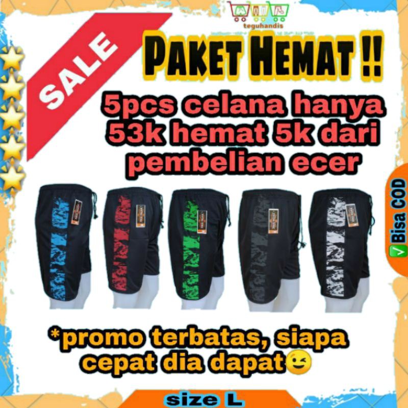 PAY 1 GET 5 L Celana Pendek Kolor Olahraga Pria Wanita Unisex Training Bola Futsal Fitnes Basket Vol