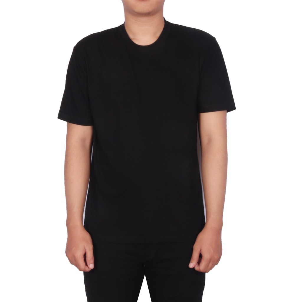 KAOS POLOS BAHAN COTTON COMBET 30S PRIA WANITA HITAM WAME | Shopee Indonesia