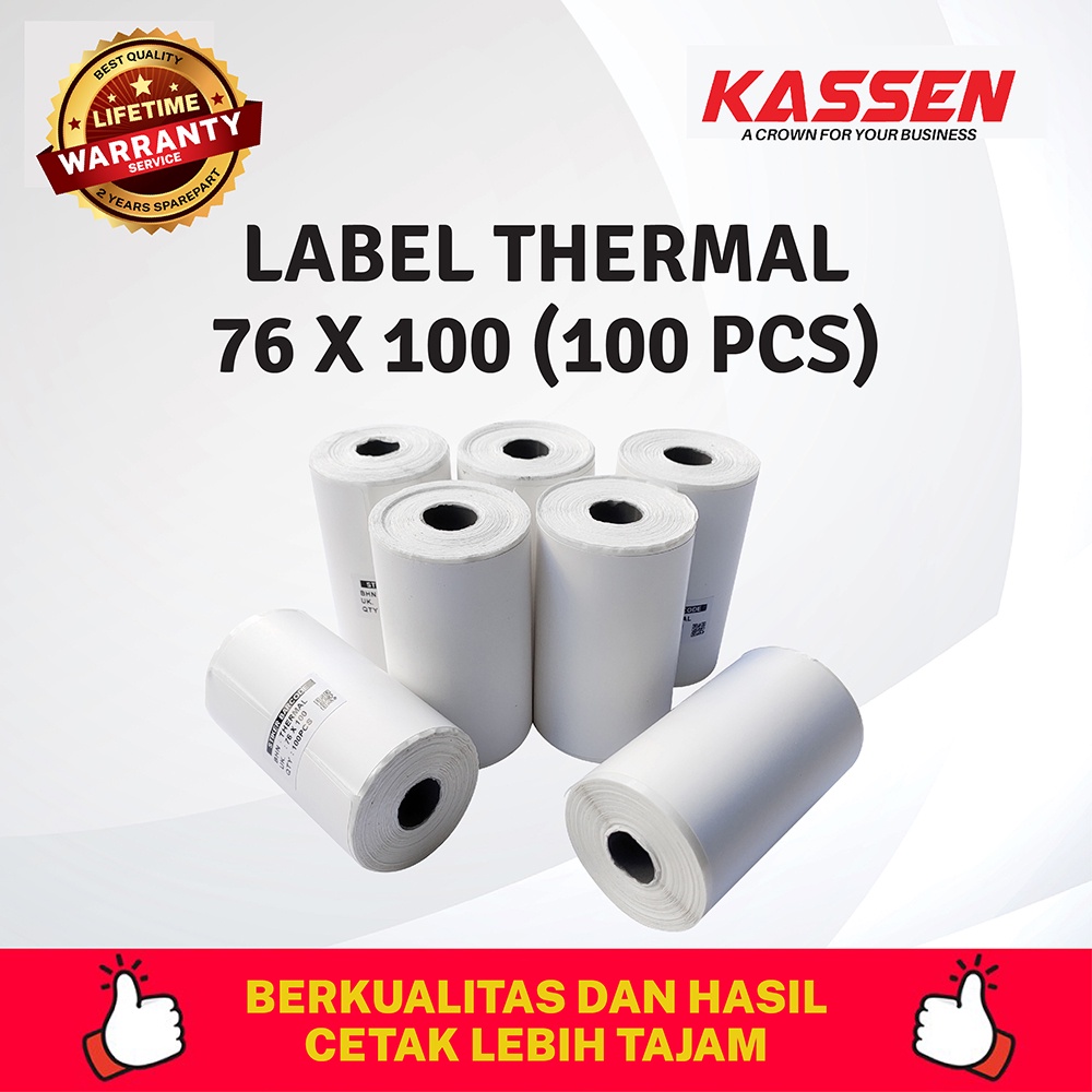 

LABEL STICKER THERMAL 76 X 100 (100 PCS) LABEL STIKER RESI KASSEN MT-300VL / MT-390L BLUETOOTH
