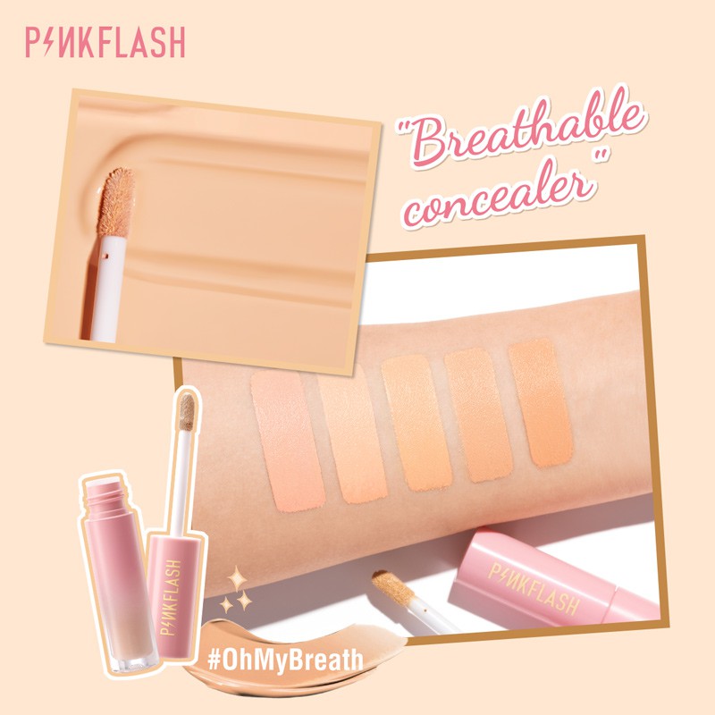 PINKFLASH OhMyBreath Breathable Liquid Concealer Tahan Lama Matte 5 Colors Concealer PinkFLASH