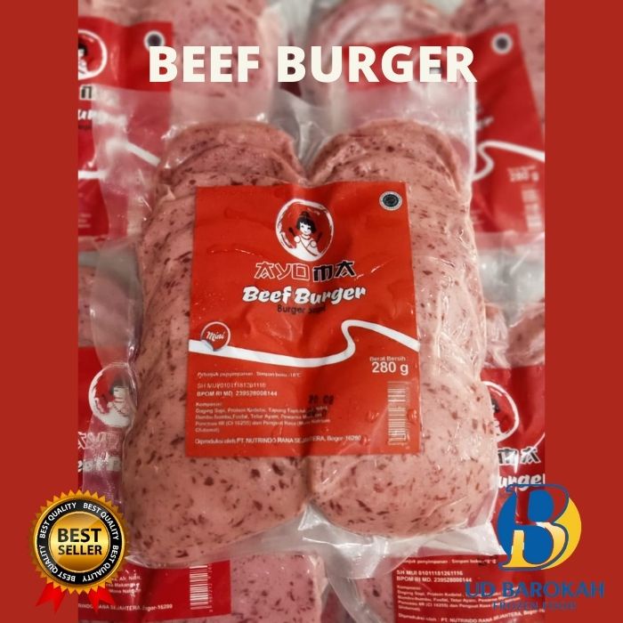 

Ayoma beef burger 280gr . (BAROKAH FROZEN FOOD)