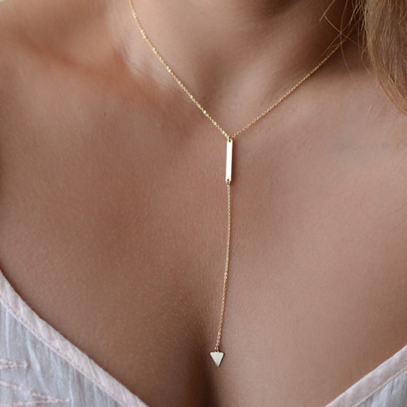 Geometric Triangle Tassel Necklace Accessories Short Clavicle Chain Personality Simple