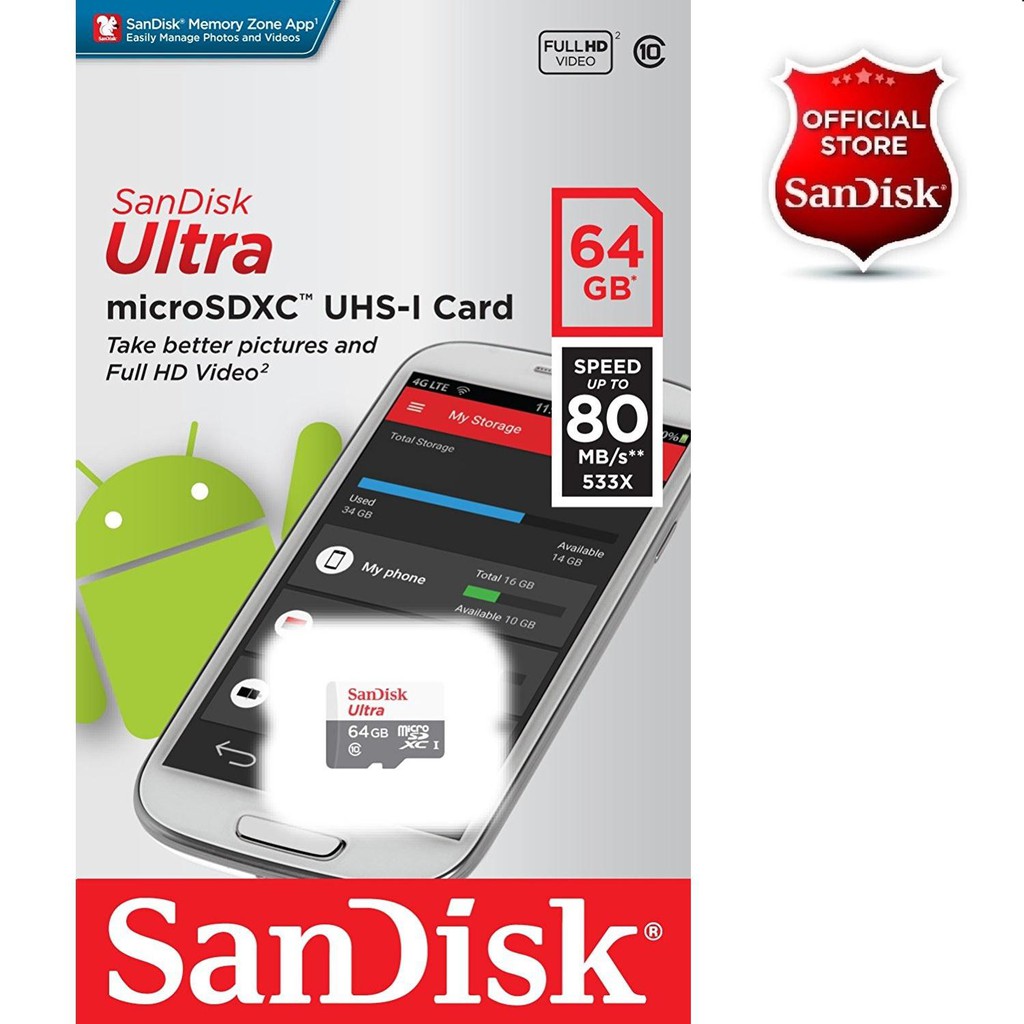 Memori Card Sandisk MicroSD Micro SD 64gb