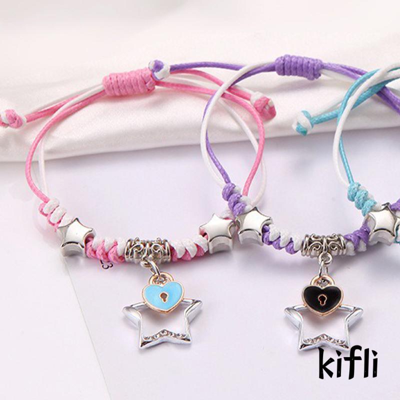 3pcs Gelang Tali Lilin Handmade Desain Bulan Bunga Luminous Untuk Pasangan