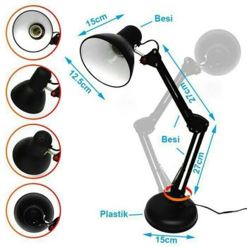 Lampu Meja Belajar Arsitek Kyowa Desk Lamp Black KW-LB018