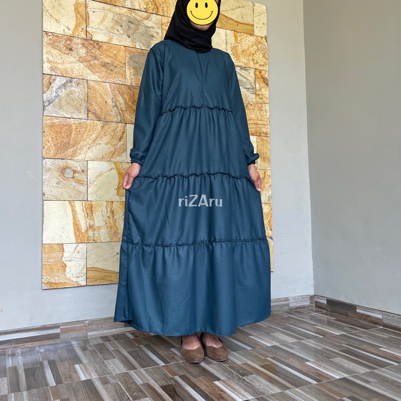 Gamis Rample Kerut Susun bahan Toyobo Fodu Asli