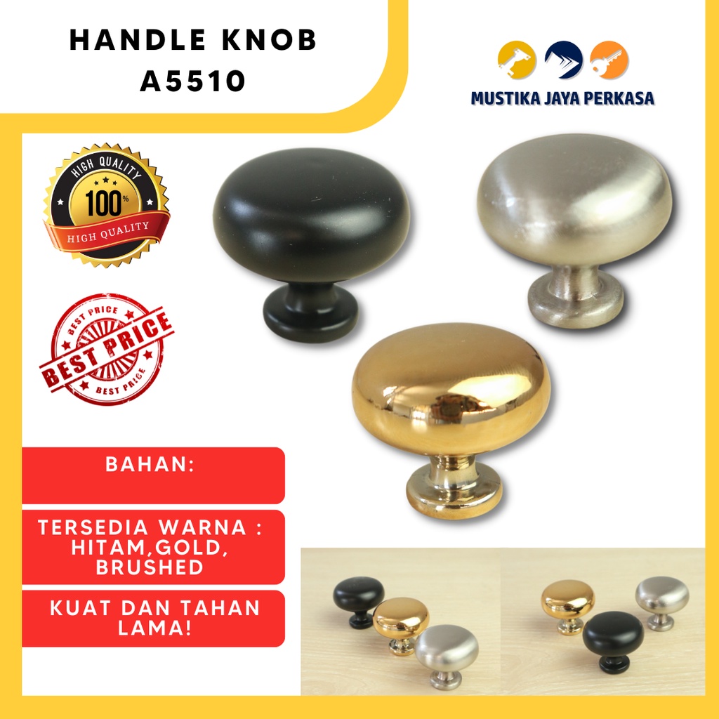 Handle Tarikan Pintu Laci Lemari Knob Besi Stainless A5510 Gold Hitam Silver Anti Karat Murah Mewah