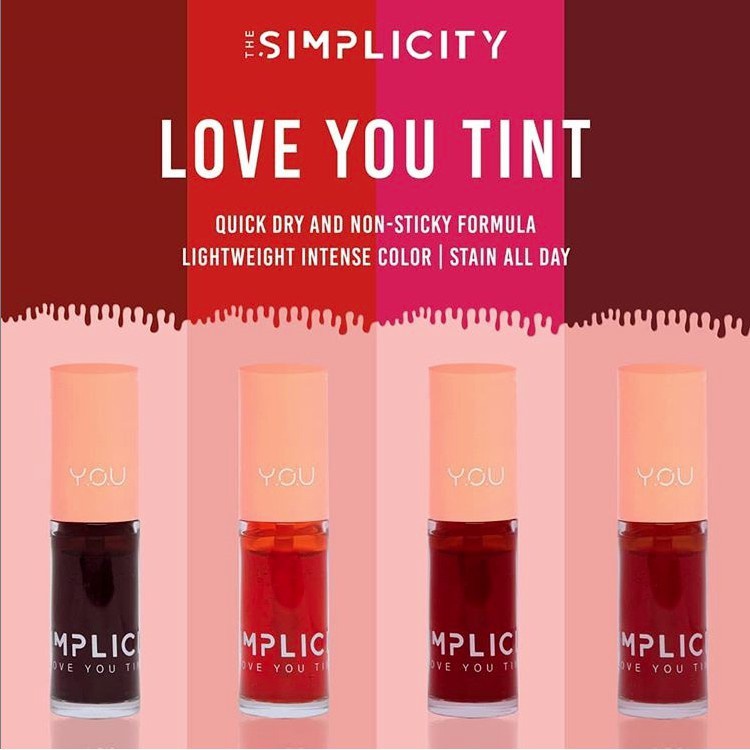 YOU Love You Tint | The Simplicity Y.O.U Makeups Make up Cosmetics Lip Tint Liptint BPOM❤TARABABYSTORE❤