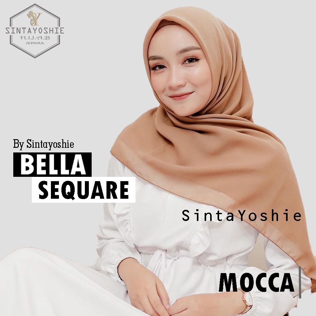 Jilbab Bella Square Hijab Segi empat Pollycotton Kerudung Segi empat Polos