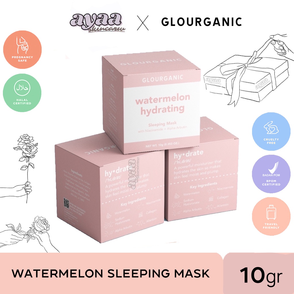 (Buy 1 GET 1) GLOURGANIC MASKER SLEEPING MASK GEL CREME SALICYLIC HYALURONIC NIACINAMIDE BPOM HALAL