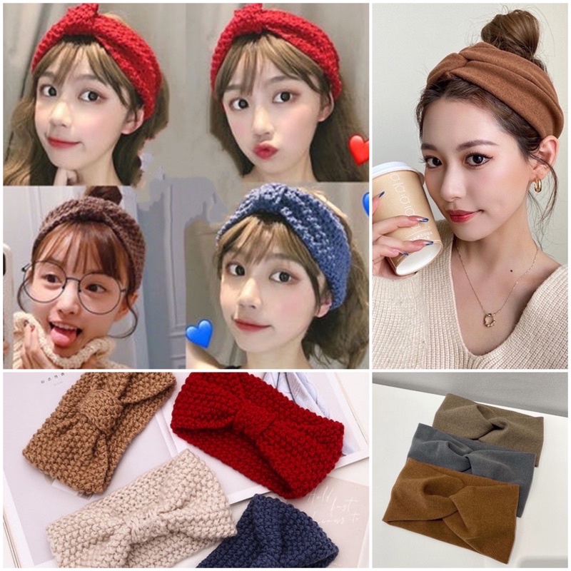 Bando Rajut Wool Pita / Head Band Cantik Korea / Bando Korea Rajut Lebar Cewek