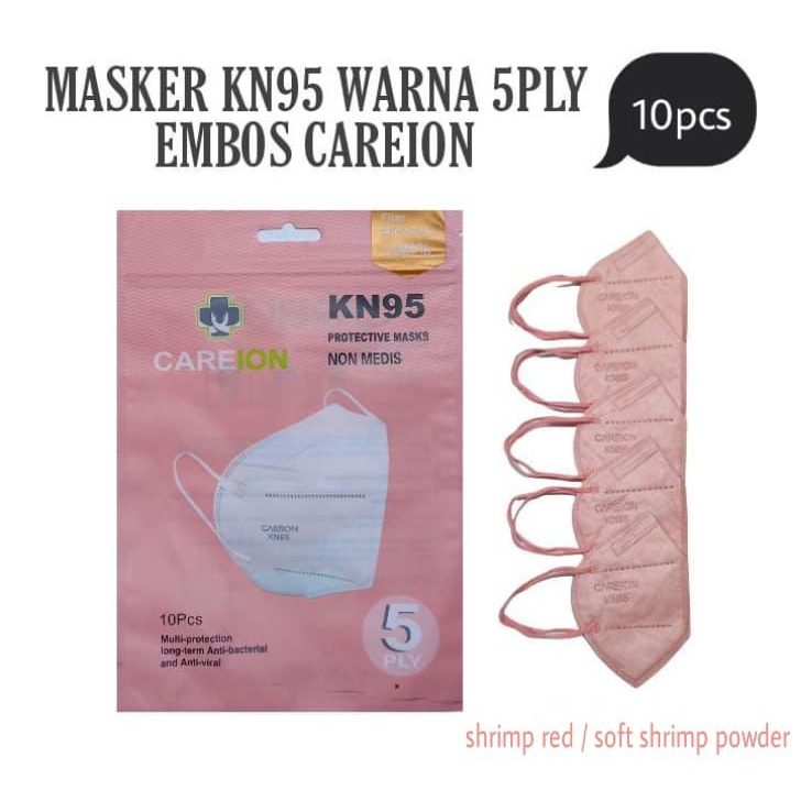 Masker KN 95 CAREION WARNA ISI 10PC MASKER KN95 EARLOOP 5PLY MASKER N95 FACE MASK WARNA PREMIUM ISI 10PC