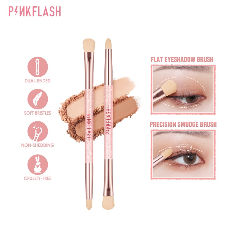 PINKFLASH Multi Use Duo Makeup Brush Eyebrow Brush Eyeshadow Brush High Quality Makeup Tool Angled Brow Brush Eyelash Brush Precision Smudge Brush Eye Makeup