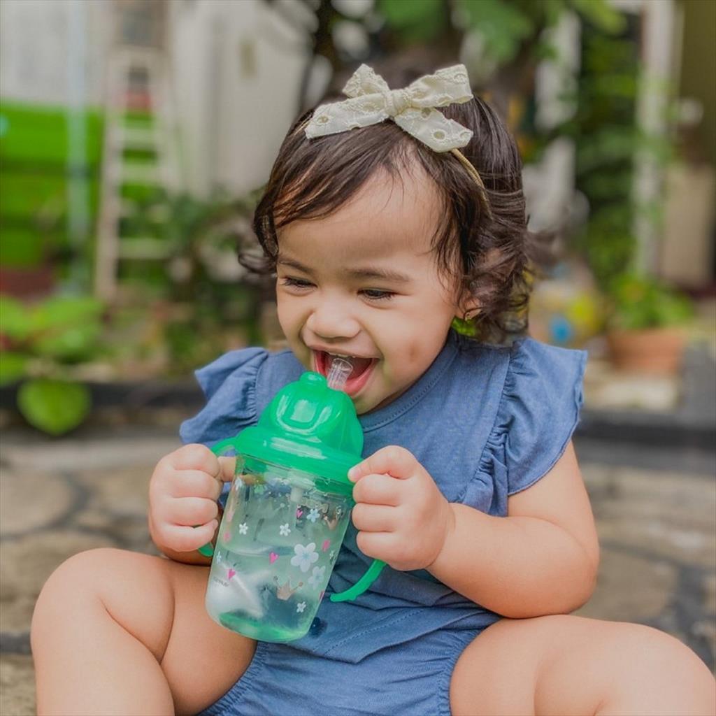 NUBY 126318 240 ml Tritan Flip it Glitter Green Swan Botol