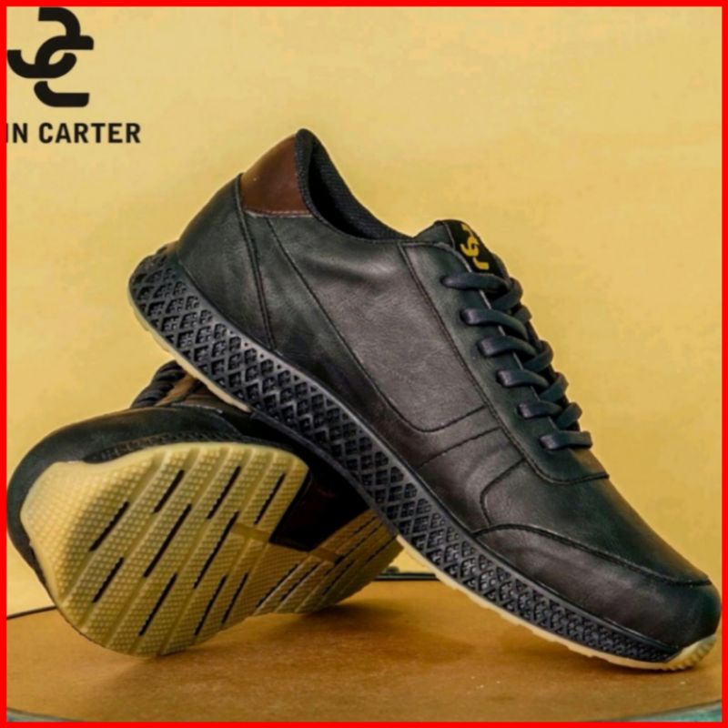 SEPATU SNEAKERS KULIT CASUAL ROVER BLACK ORIGINAL JOHN CARTER HANDMADE