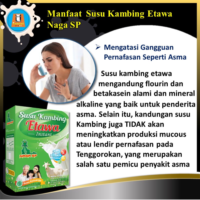 Susu Kambing Etawa Bubuk Naga SP 250gr Untuk Penyakit Asma Sesak Napas dan Gangguan Pernapasan TBC-1