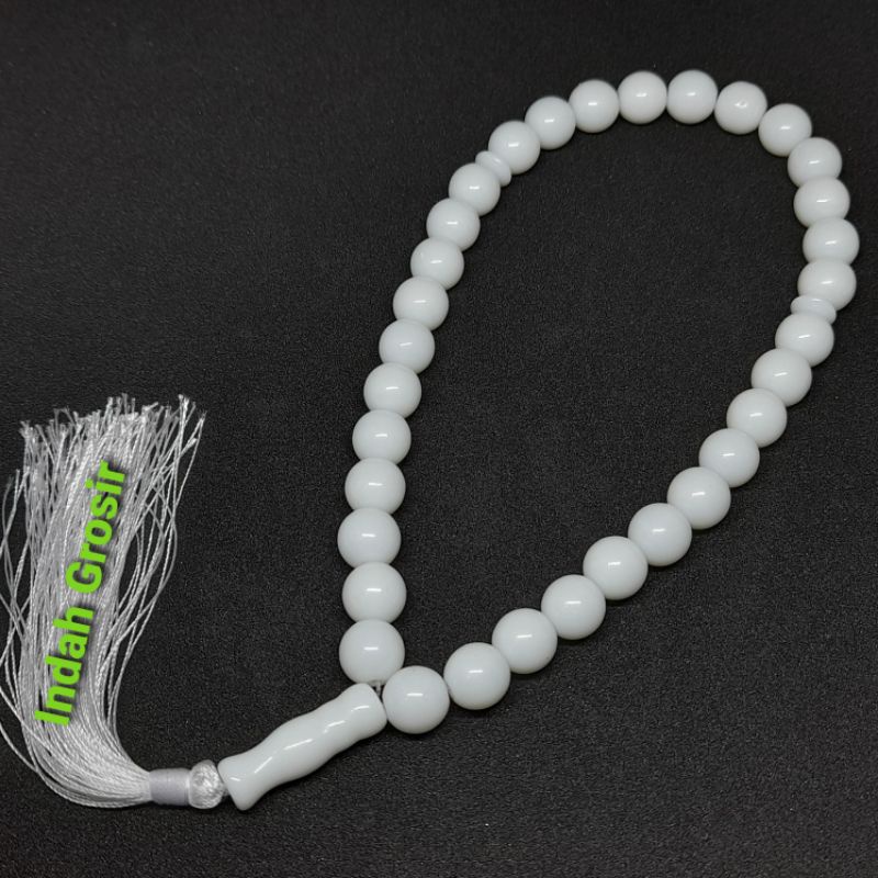 TASBIH BATU GIOK PUTIH 10MM 33BUTIR NATURAL