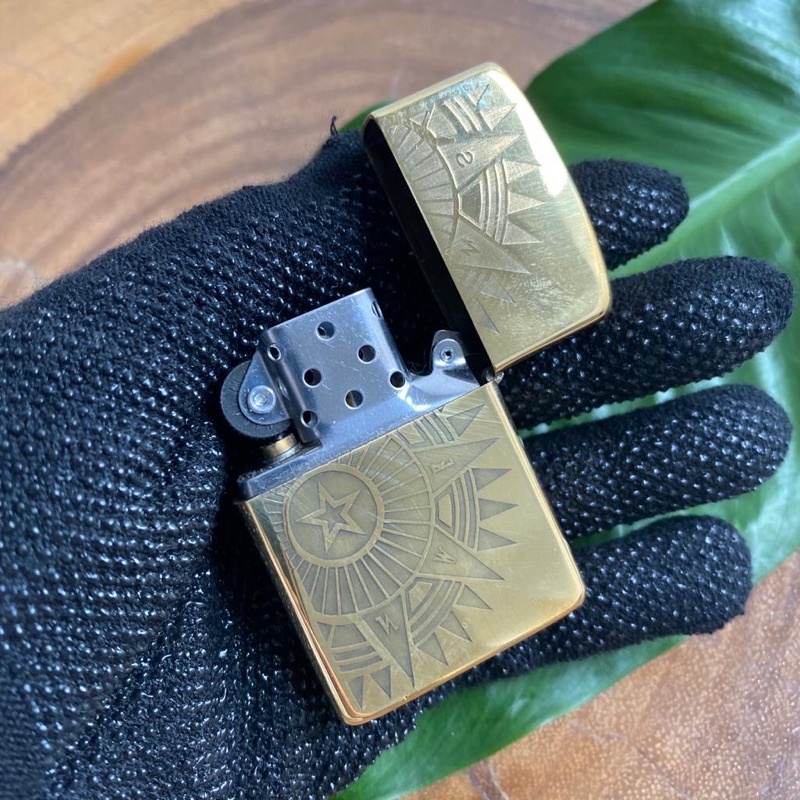 COD- Korek Zippo Gold Premium Model Star Compass Korek Api Unik Rolisstore