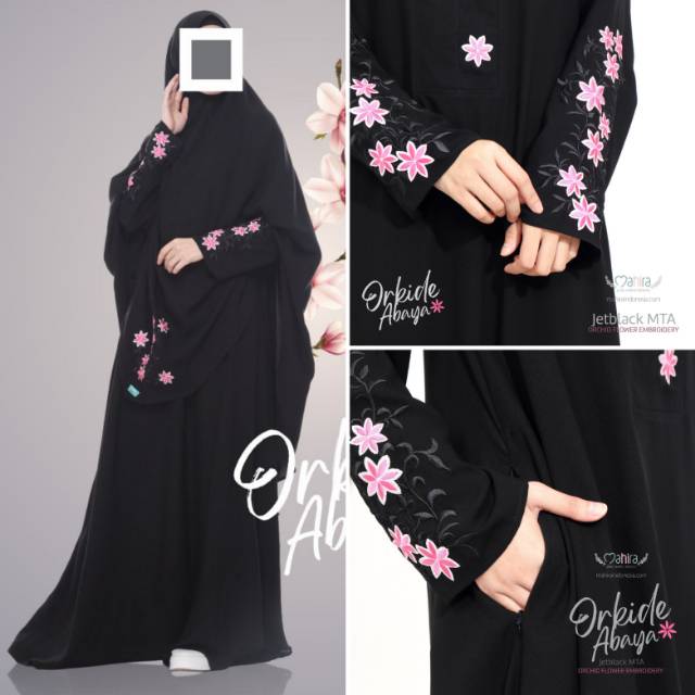 Gamis Set Orkide Jet Black MTA By Mahira Indonesia
