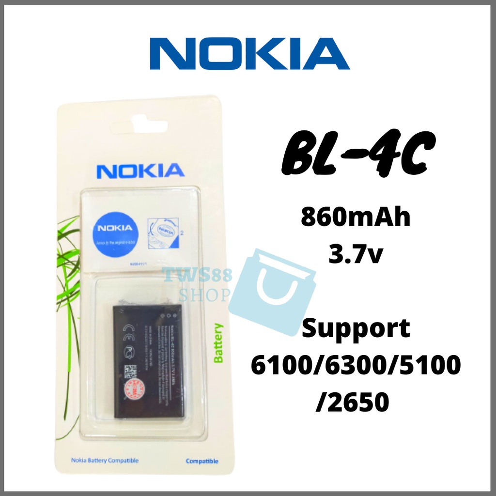 (TWS) Baterai Batre Battery original Nokia BL-4C BL 4C 4C BL4C  For 1202, 1203, 1265, 1325, 1508, 1661, 1662, 2220 Slide, 2228, 2650, 2690, 2705 Shade, 3500 Classic, 5100, 6088, 6100, 6101, 6103, 6125, 6126, 6130, 6131, 6135, 6136, 6170, 6260, 6300, 6301