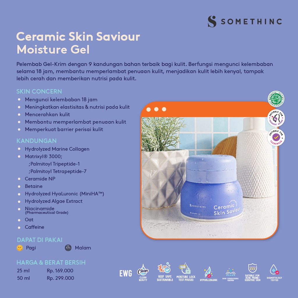 [PROMO SPESIAL] BPOM  SOMETHINC Ceramic Skin Saviour Moisturizer Gel 25ml 50ml 100% ORIGINAL