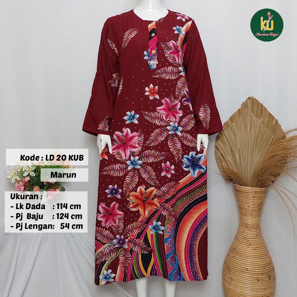 COD LD 20 KUB | DASTER PANJANG KENCANA UNGU ASLI LABEL BIRU | LongDress Wanita Lengan Panjang Busui ini-Marun G