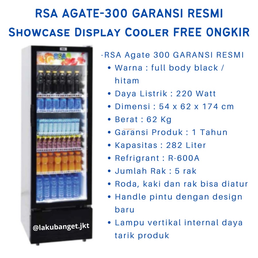 Jual Rsa Showcase Display Cooler Agate Free Ongkir Showcase Rsa