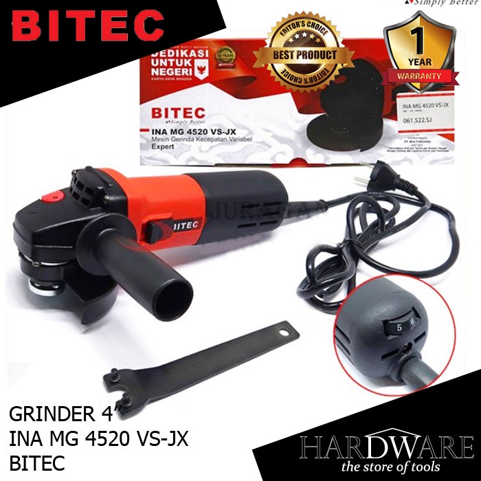 MG4520 MESIN GRENDA GERINDA TANGAN 4" VARIABLE SPEED BITEC MG 4520