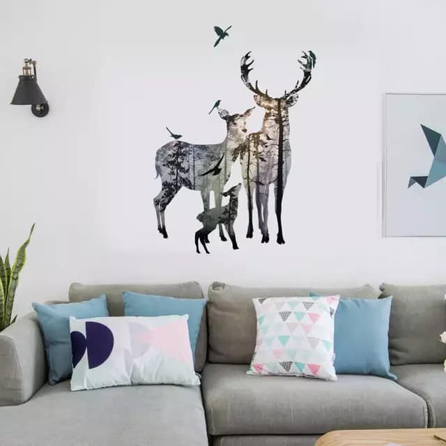 WALLSTICKER DINDING STICKER STIKER DINDING RUSA TEMBOK WALPAPER WELPAPER DINDING TEMBOK KAMAR ANAK CEWEK COWOK MOTIF RUSA ABU ABU R13