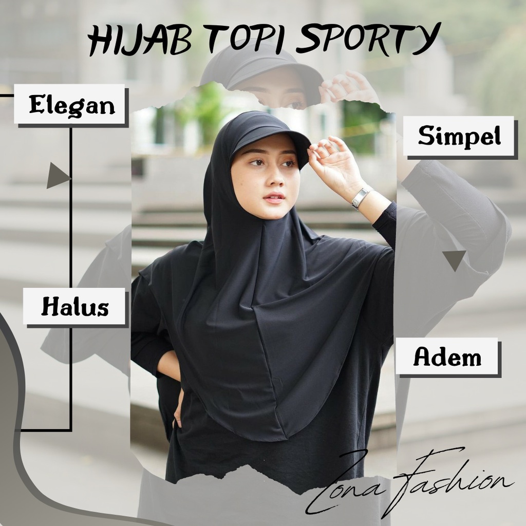 Hijab Topi Sporty Dewasa / Hijab Sporty Olahraga / Jilbab Topi
