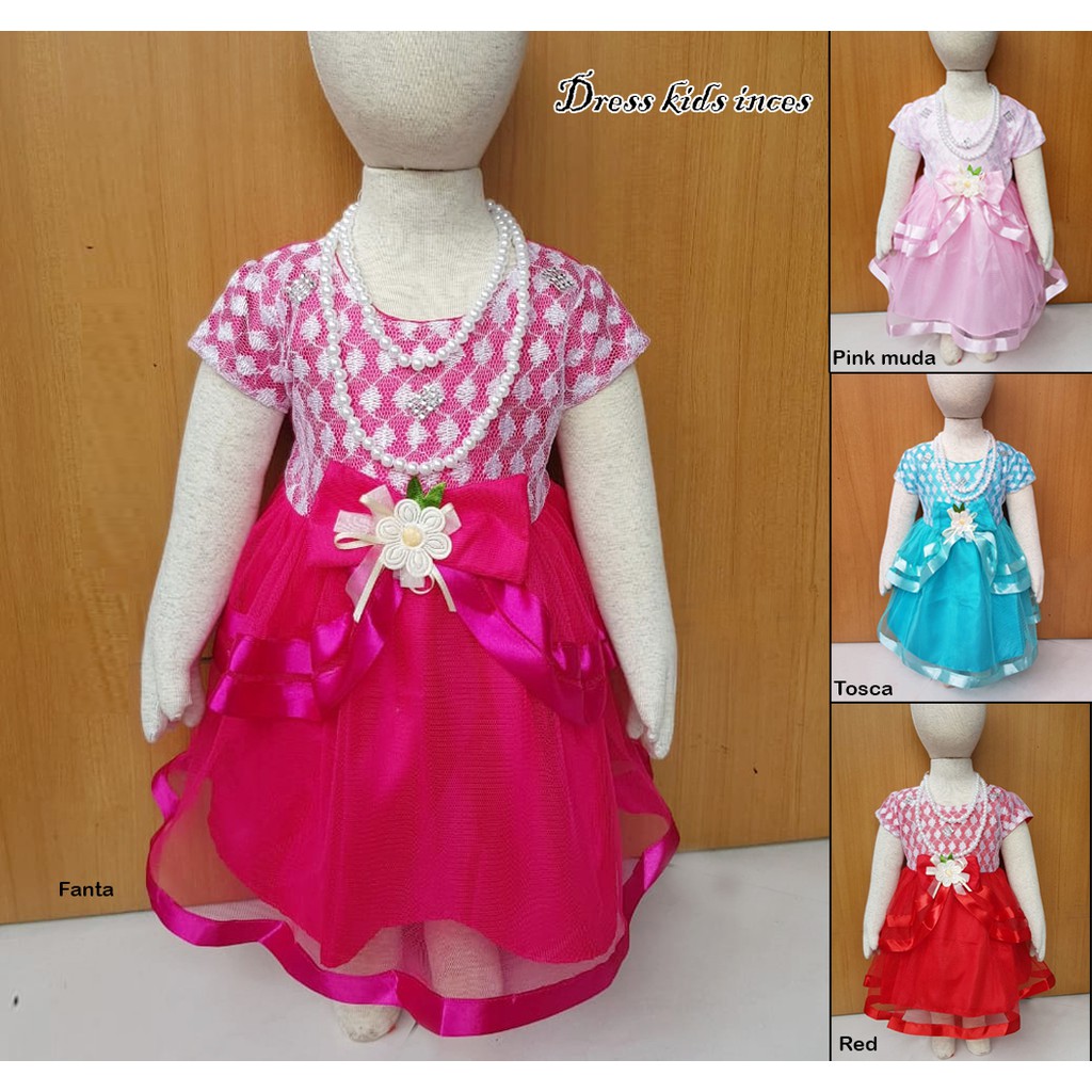 dress kids inces/terusan satin anak/dress tile anak/gaun satin anak/baju pesta dress anak