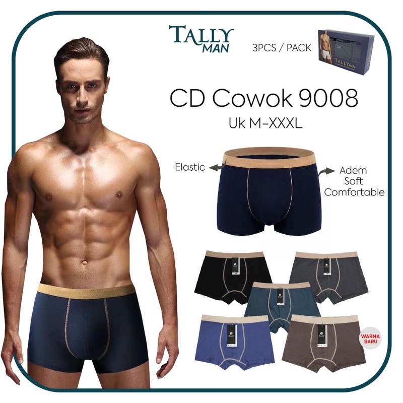 CD | celana dalam Boxer Pria TALLY 9008 Bahan Katun Bamboo Adem dan Soft