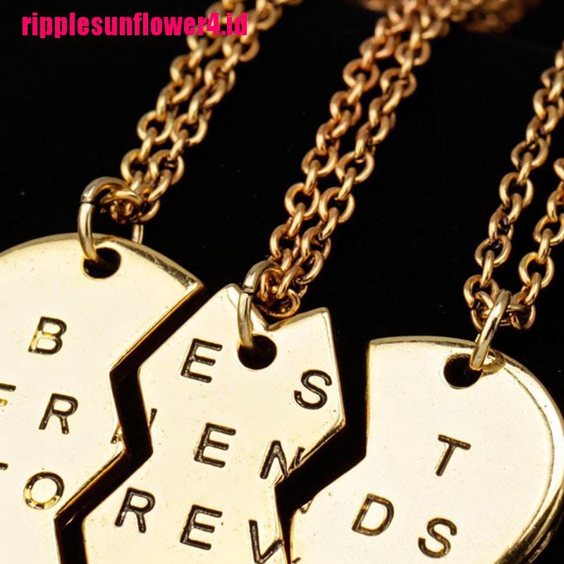 3pcs Kalung Liontin Bentuk Hati Tulisan Best Friends Forever