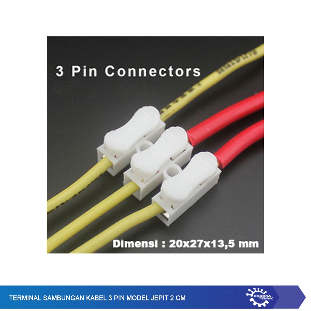 Terminal Sambungan Kabel 3 Pin Model Jepit 2 cm