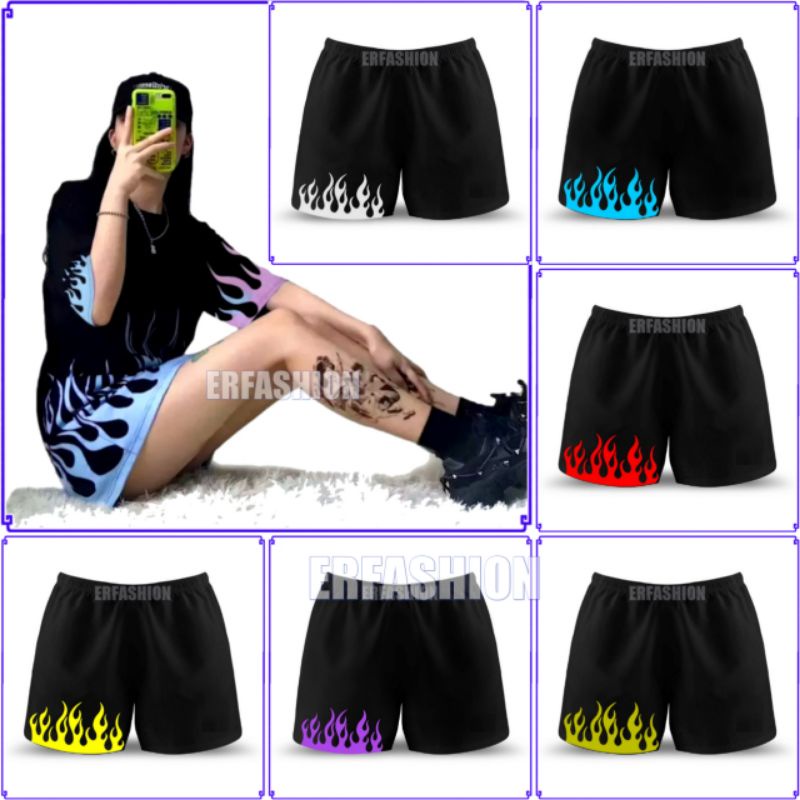 Erfashion [ Palm angel Fire ] Kaos Oversize Jumbo Distro Unisex Hot Wheels | Celana Boxer Black Fire