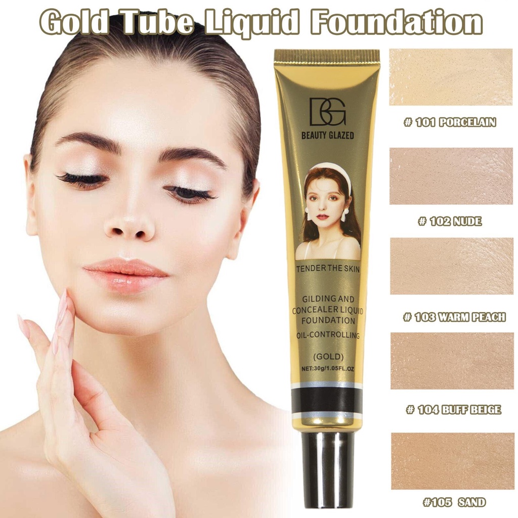 Beauty Glazed Gold Tube Liquid Foundation Beauty Glazed Foundation Beauty Glazed Foundation Cair Beauty Glazed Alas Bedak