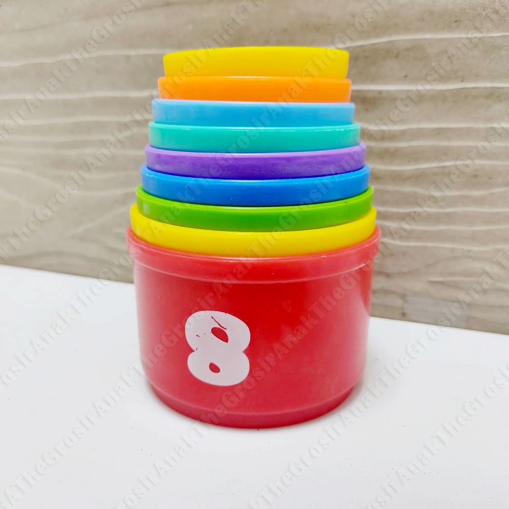 Gelas Susun 1-8 A-H Anak Mainan Edukasi Sortir Stacking Cup Game Montessori Toys