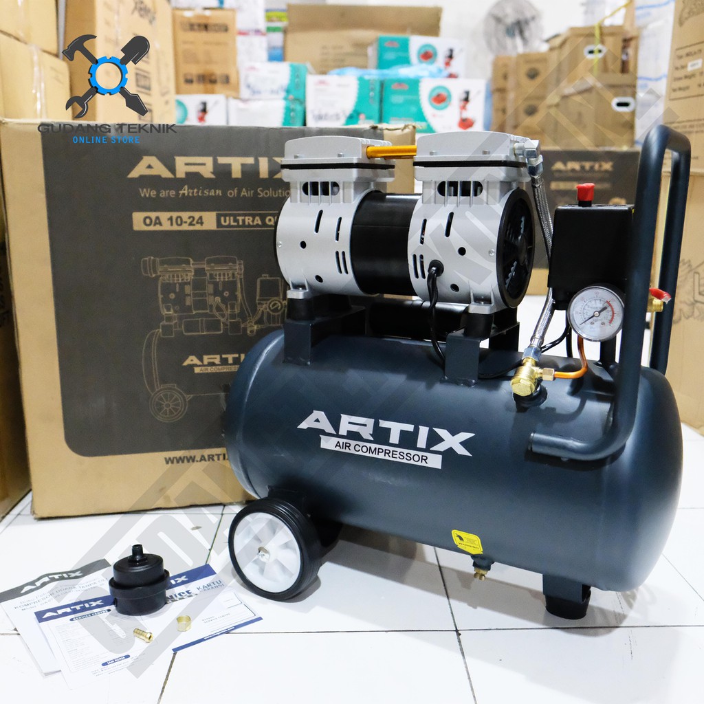 Artix OA 10-24 / Mesin Kompressor Angin Silent Oilless Oilles 1HP OA1024 24Liter