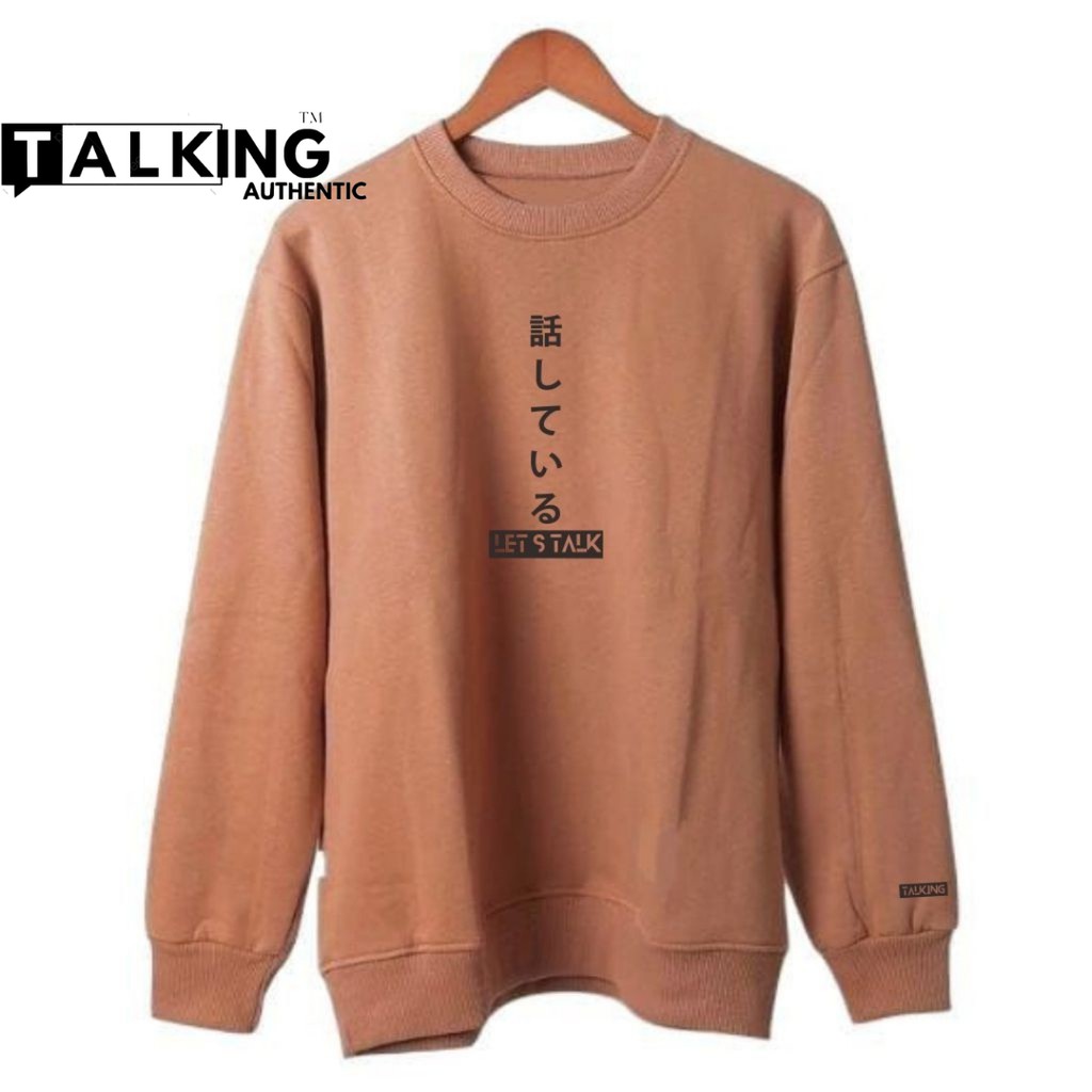 Sweater Korean Style Pria Switer Oblong Sablon Jepang Crewneck Unisex Oversize Original Brand TALK